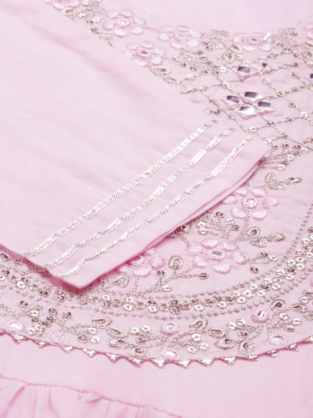 Neerus Baby Pink Color Cotton Fabric Kurta - Image 7