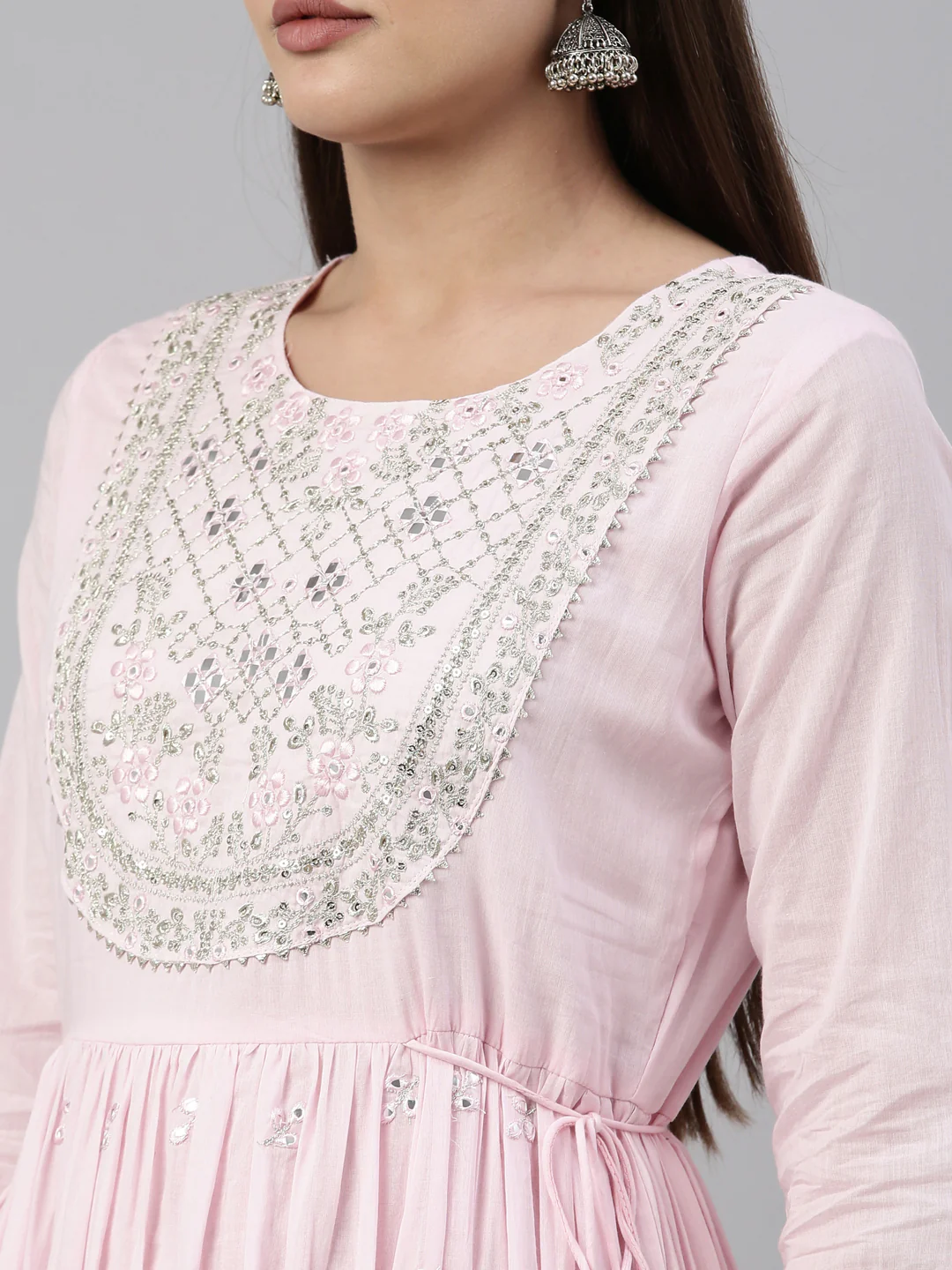 Neerus Baby Pink Color Cotton Fabric Kurta - Image 9