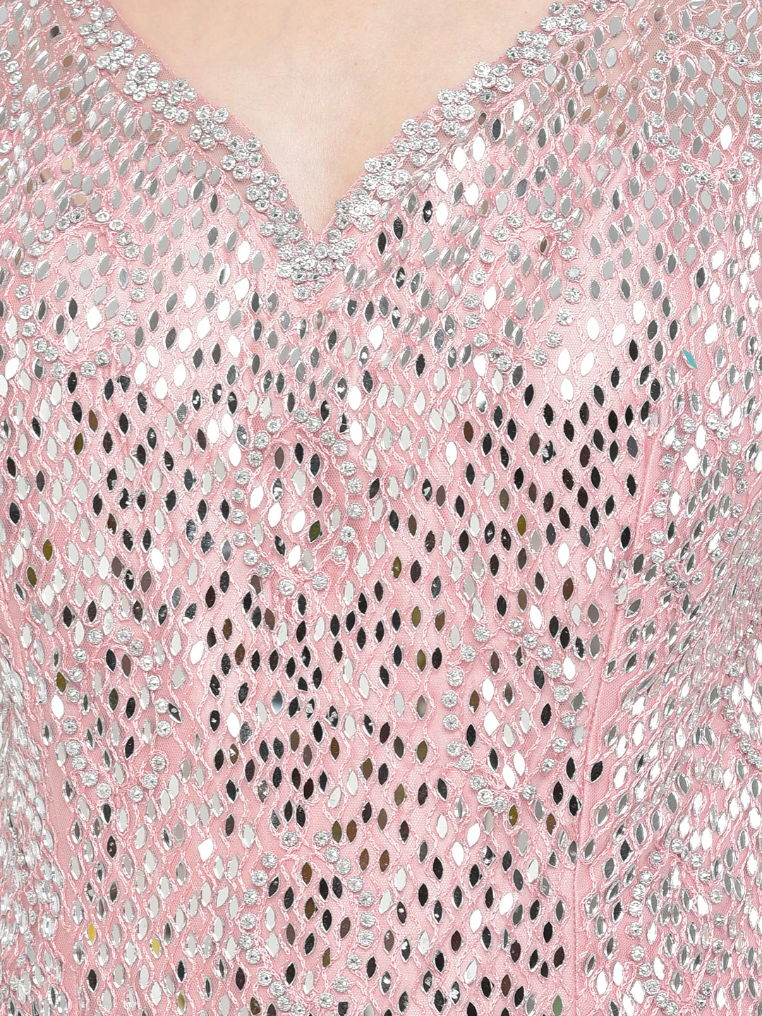 Neerus Baby Pink Color Nett Fabric Gown - Image 5