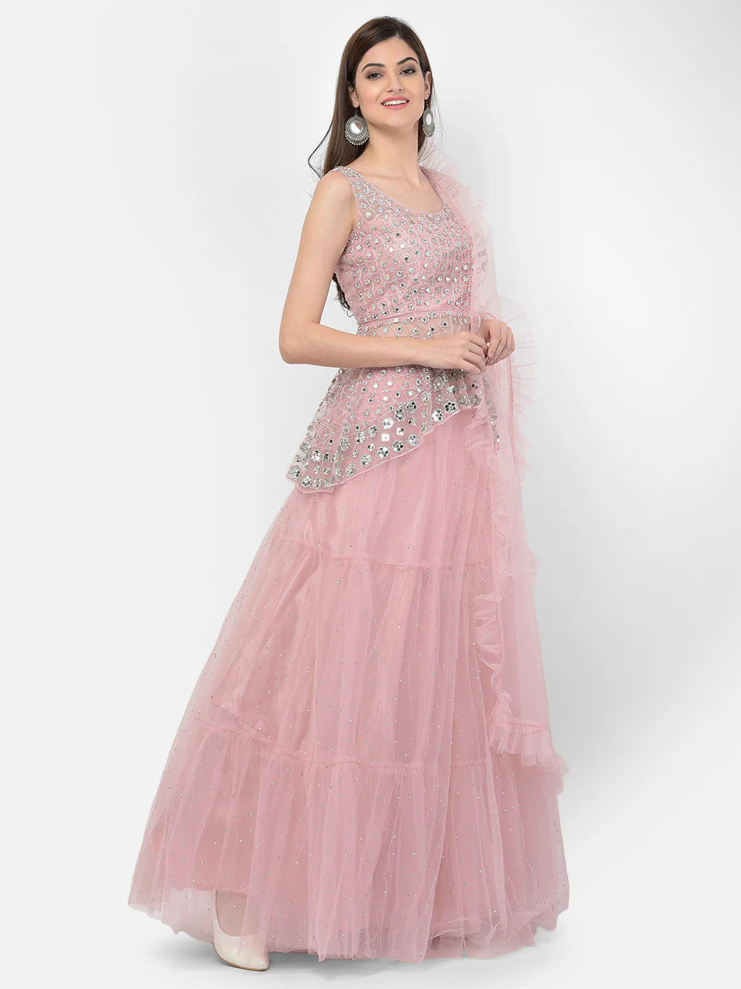 Neerus Baby Pink Color Nett Fabric Lehenga Choli - Image 12