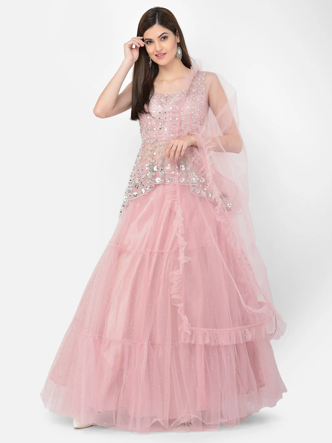 Neerus Baby Pink Color Nett Fabric Lehenga Choli - Image 25