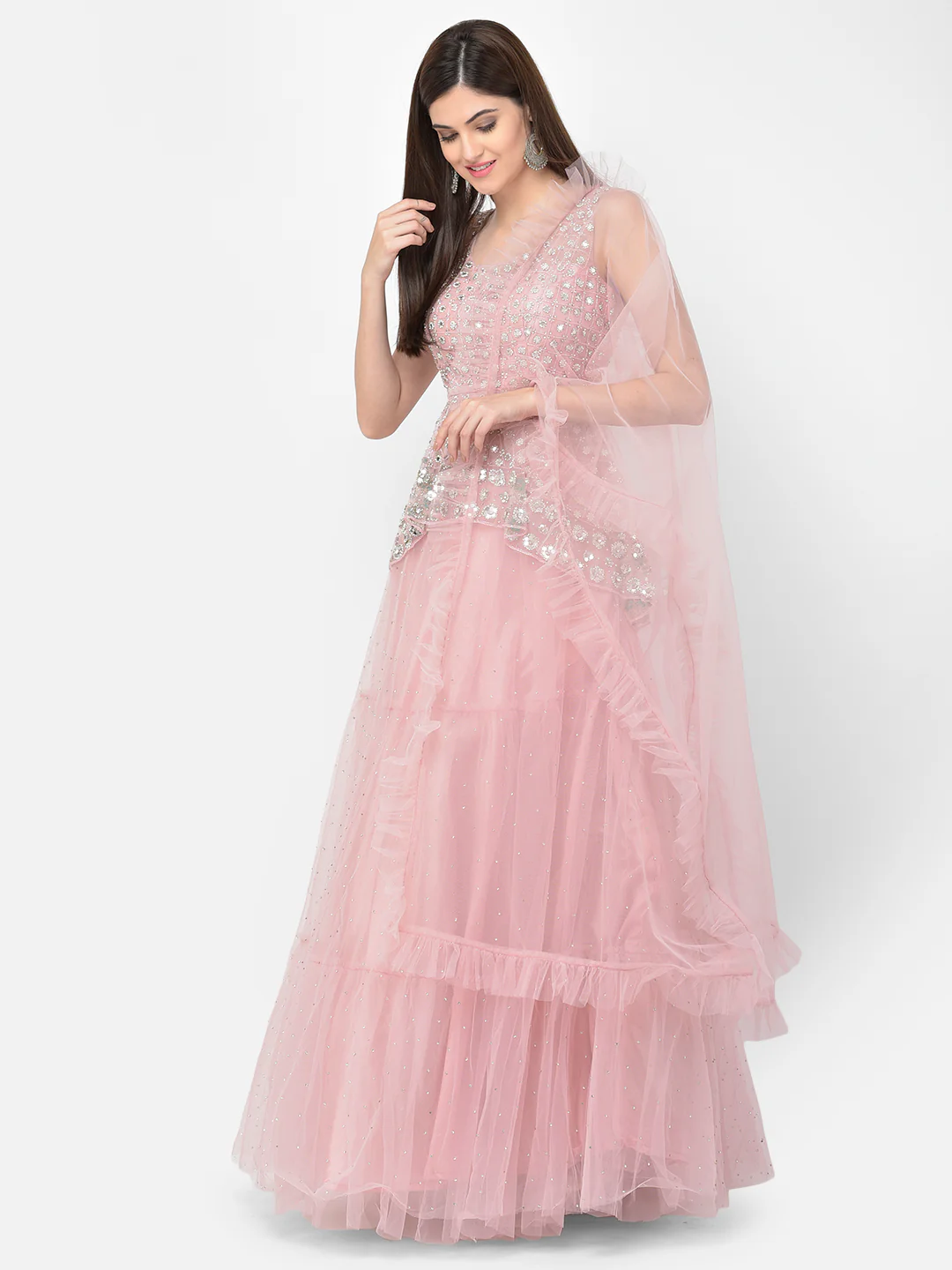 Neerus Baby Pink Color Nett Fabric Lehenga Choli - Image 3