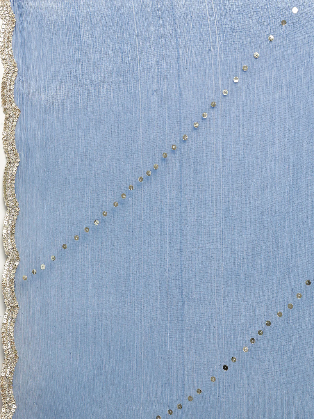 Neerus Beige & Blue Embroidered Kurta With Skirt & Dupatta - Image 6