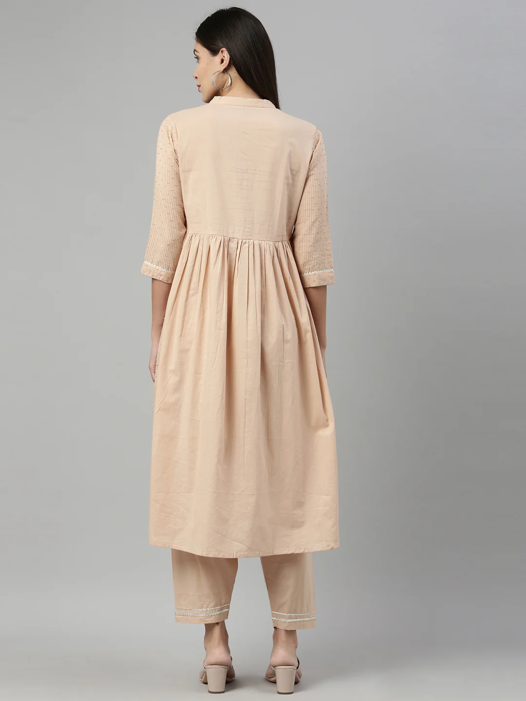Neerus Beige Color Cotton Fabric Suit Set - Image 5