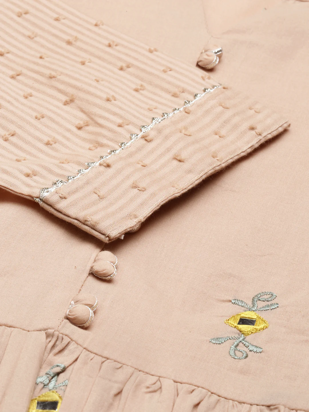 Neerus Beige Color Cotton Fabric Suit Set - Image 7