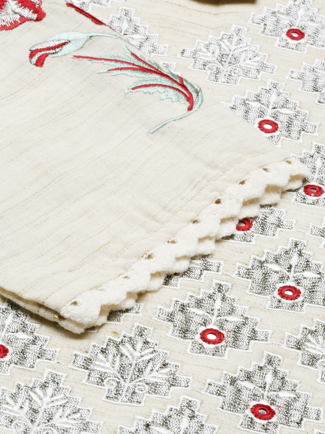 Neerus Beige Color Cotton Fabric Tunic - Image 2