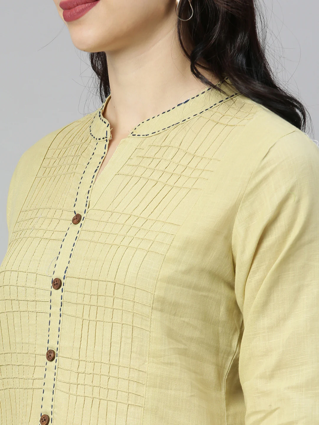Neerus Beige Colour Slub Cotton Fabric Tunic "44" - Image 2