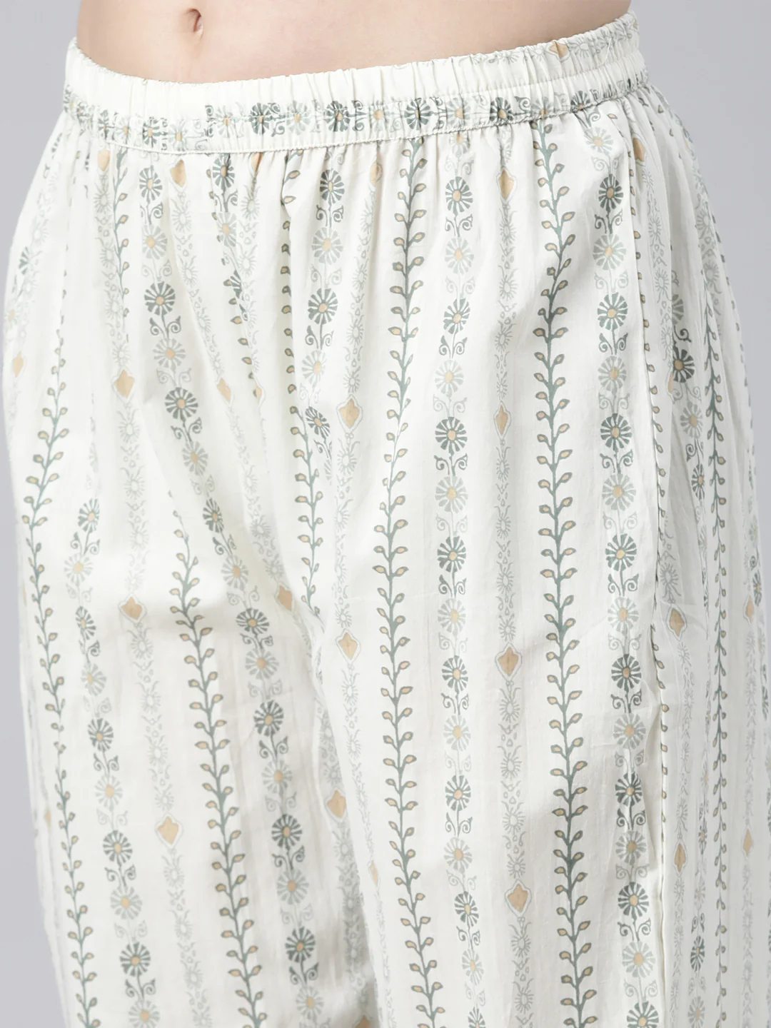 Neerus Beige Panelled Straight Colourblocked Kurta And  Trousers With Dupatta - Image 6