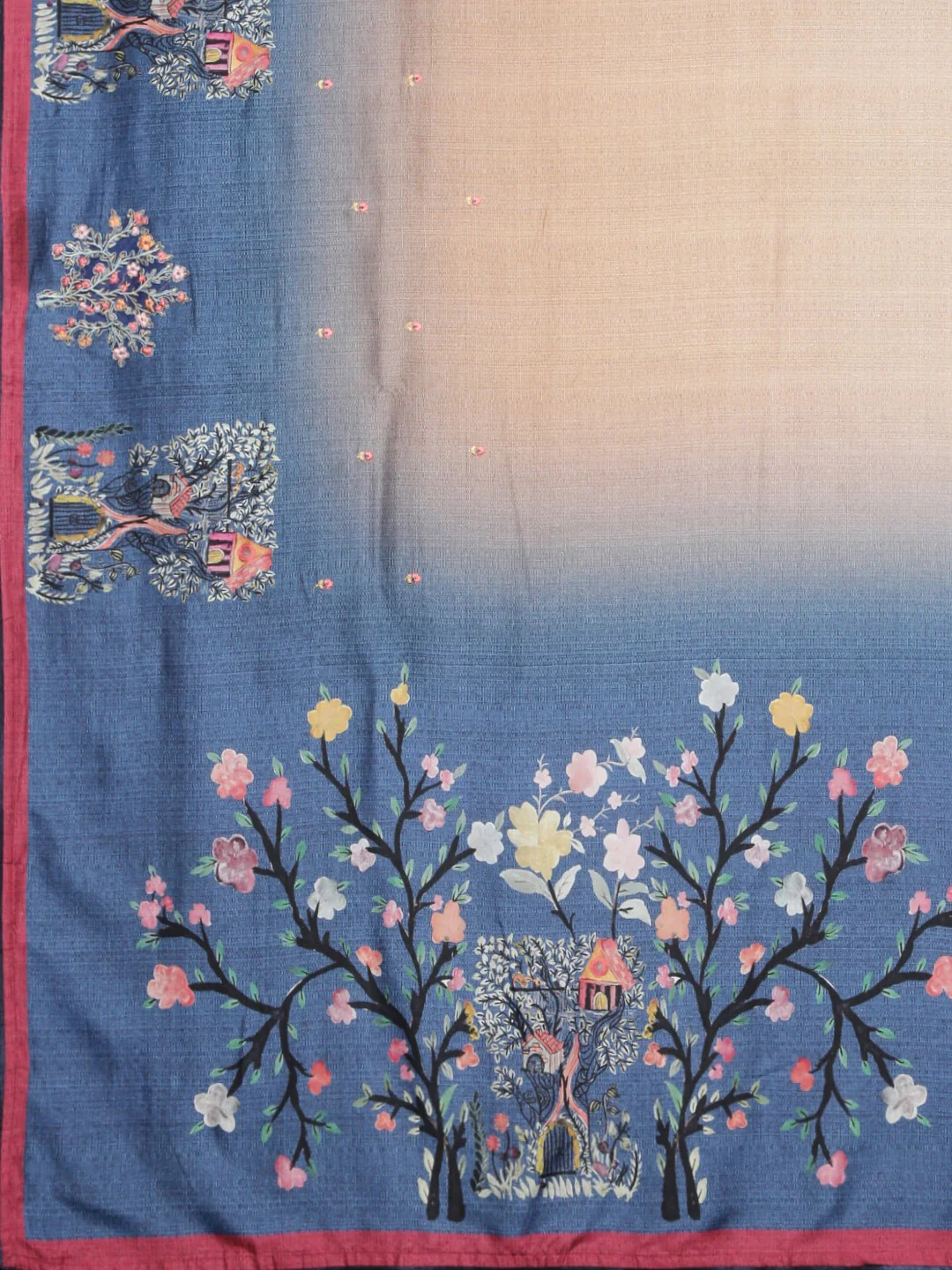 Neerus Beige Printed Saree With Blouse - Image 4