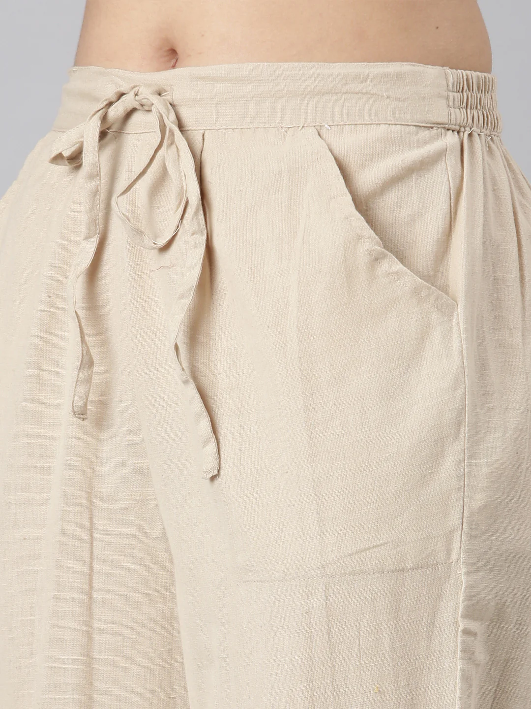 Neerus Beige Straight Casual Floral Kurta and Trouser - Image 7