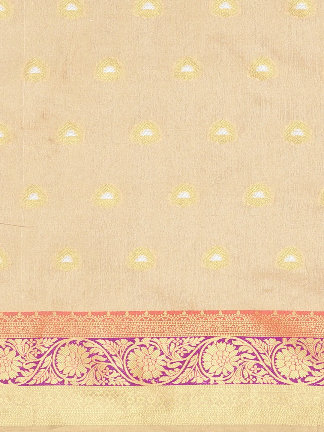 Neerus Beige Textured Saree With Blouse - Image 3