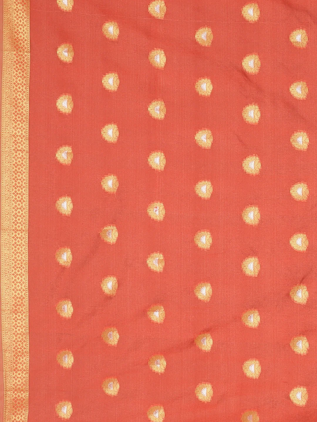 Neerus Beige Textured Saree With Blouse - Image 6