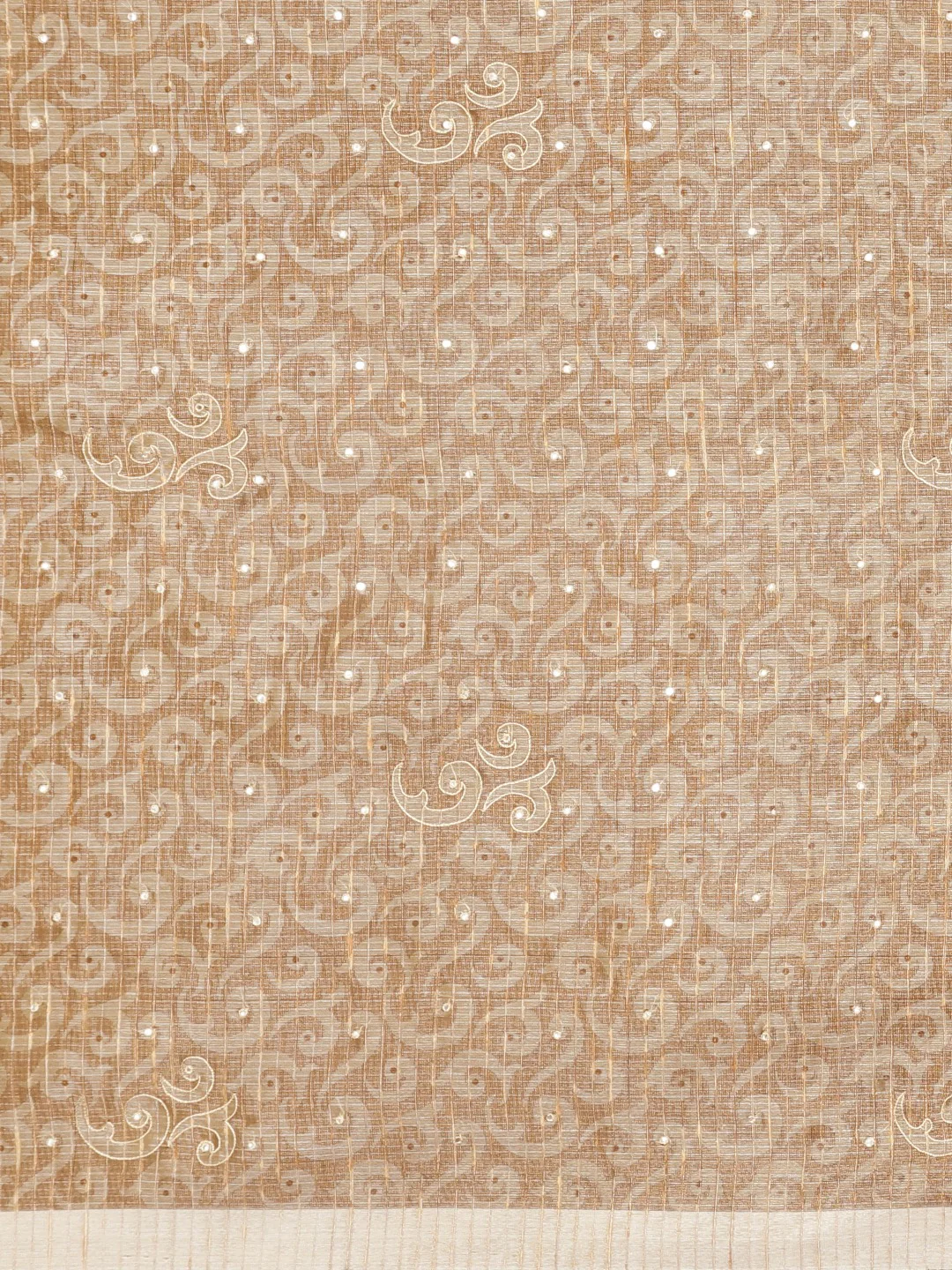Neerus Beige Woven Design Tissue Saree - Image 3