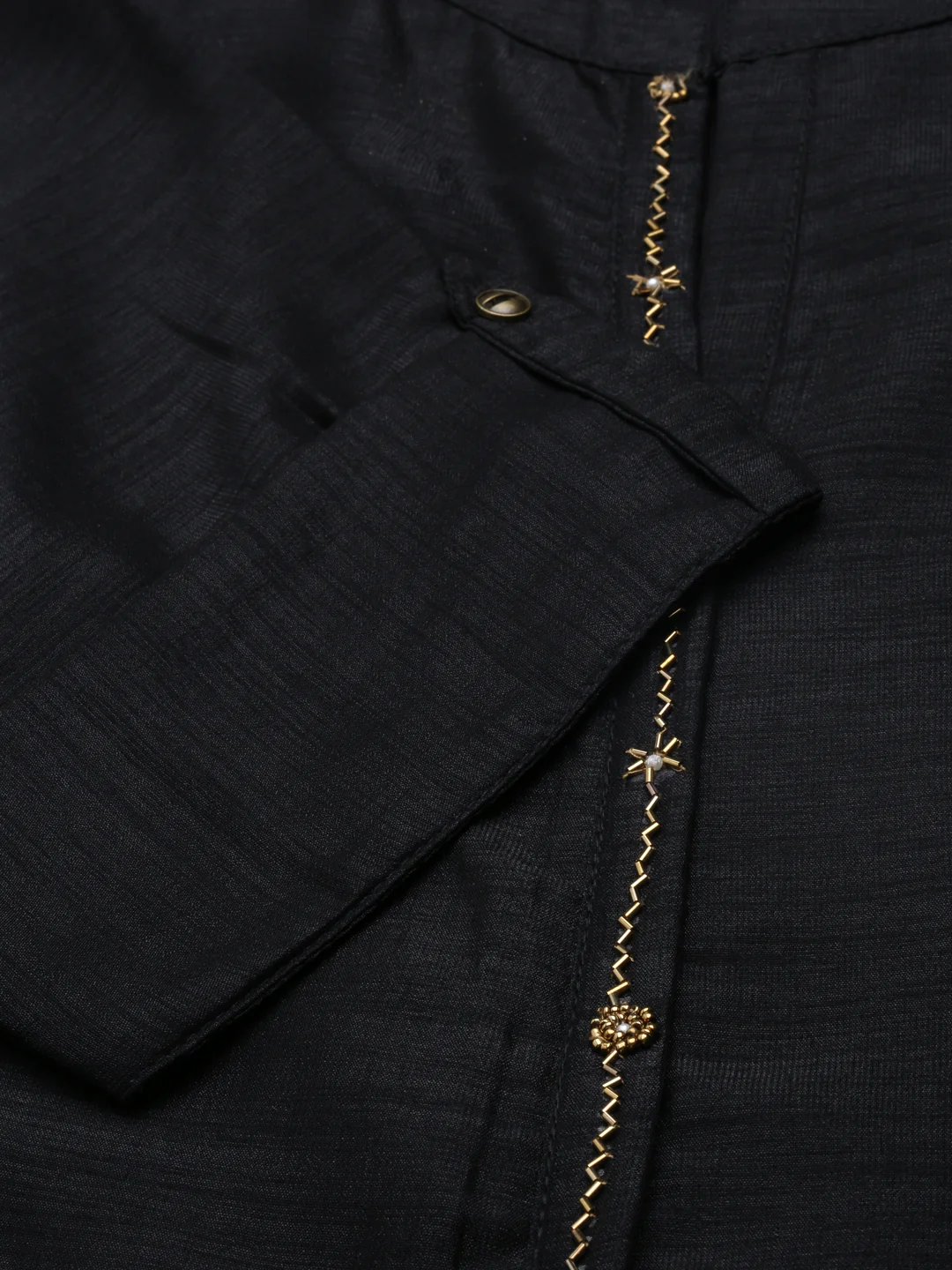 Neerus Black Anarkali Straight Crepe Kurta - Image 5