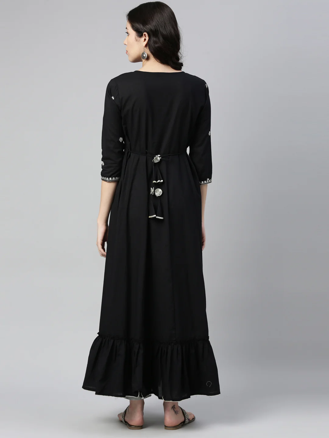 Neerus Black Color Cotton Fabric Kurta - Image 3