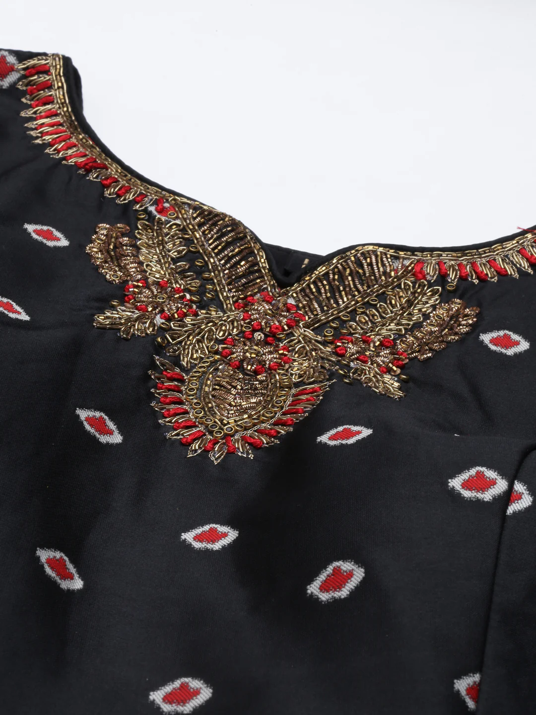 Neerus Black Color Dupion Silk Fabric Readymade Suits - Image 10