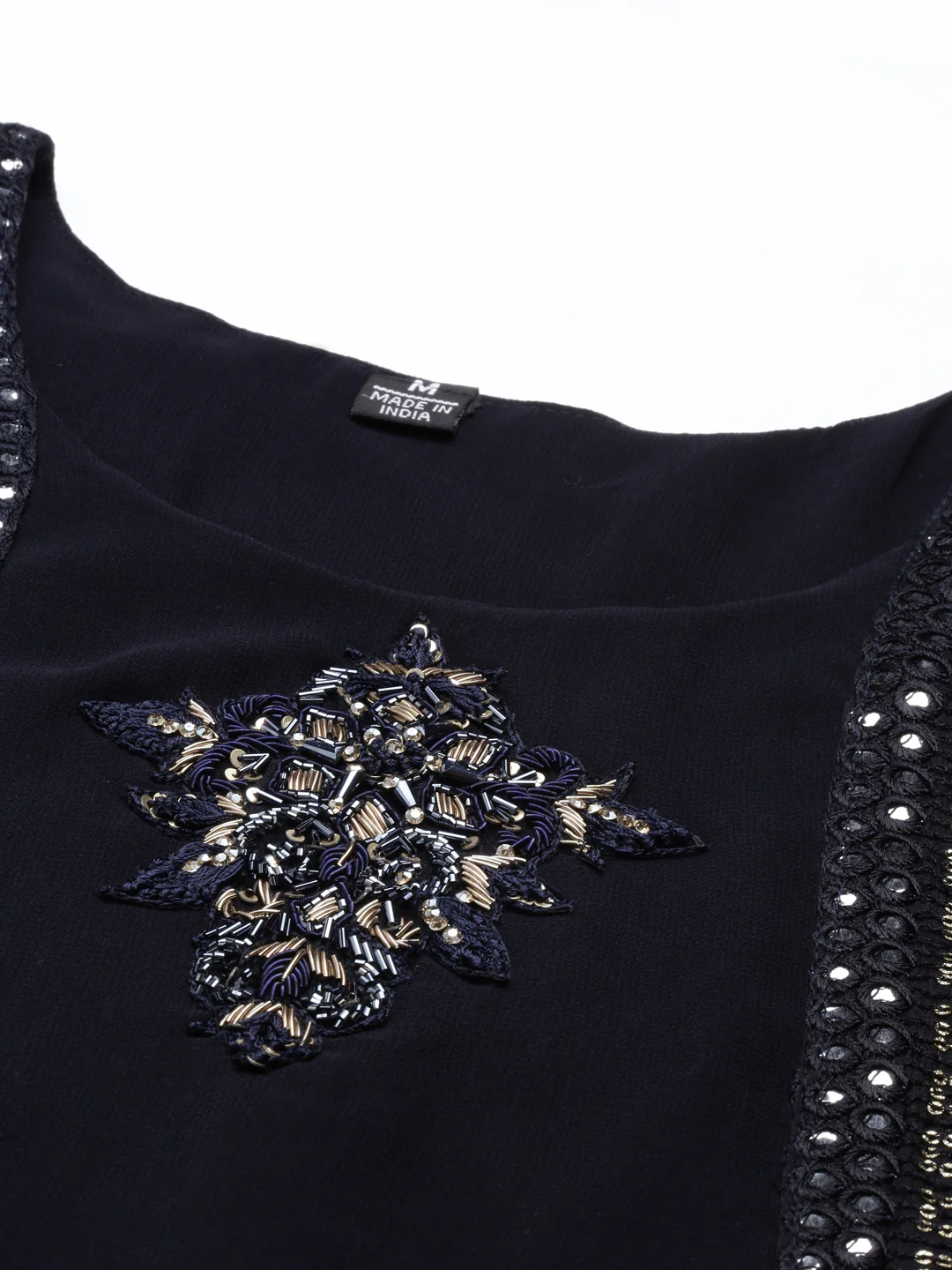 Neerus Black Color Georgette Fabric Kurta - Image 2