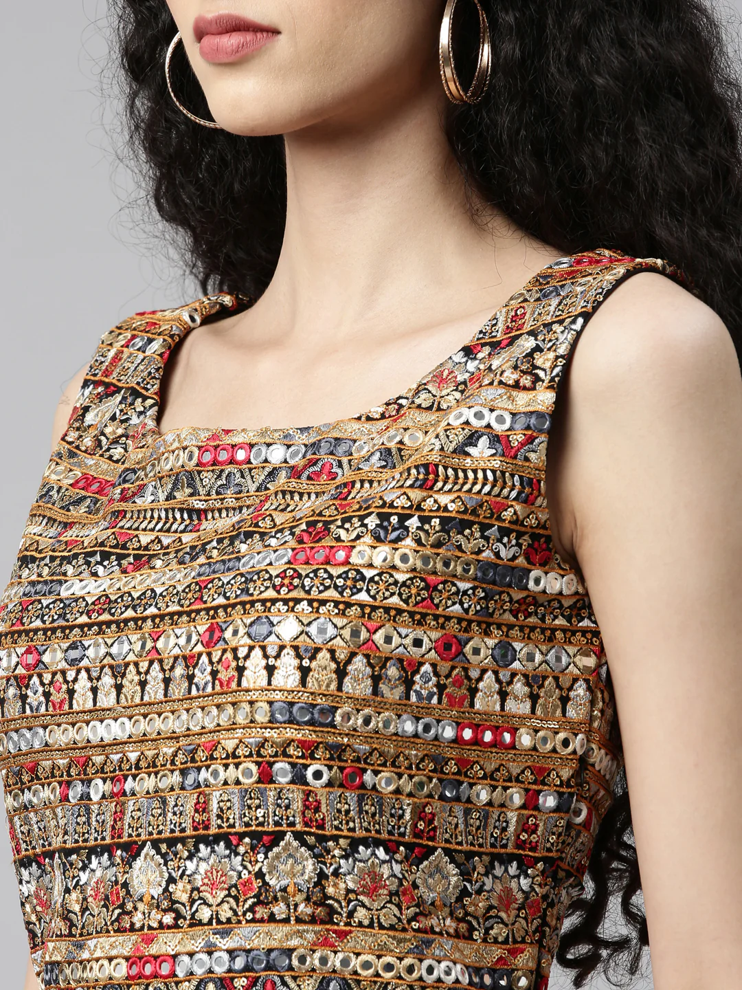 Neerus Black Color Georgette Fabric Kurta Set - Image 2