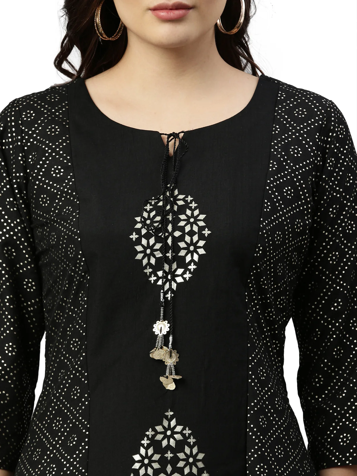 Neerus Black Color Muslin Fabric Kurta - Image 2