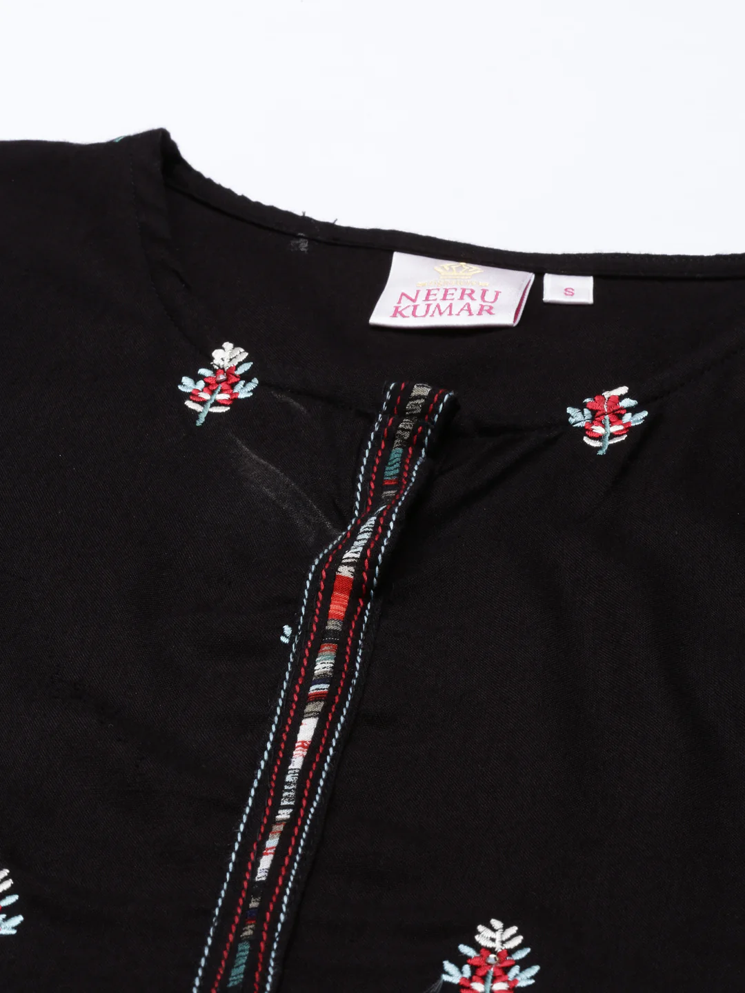 Neerus Black Color Rayon Fabric Kurta - Image 5