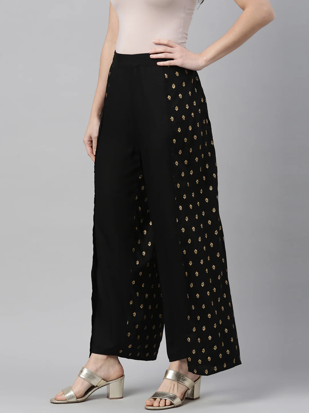 Neerus Black Color Rayon Fabric Plazzo - Image 3