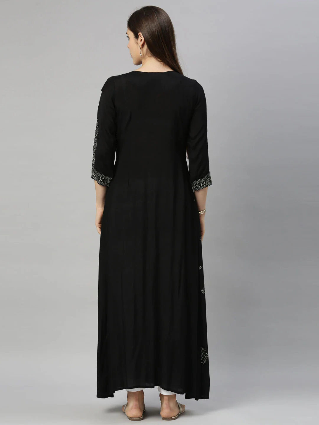 Neerus Black Color Santoon Fabric Tunic - Image 6