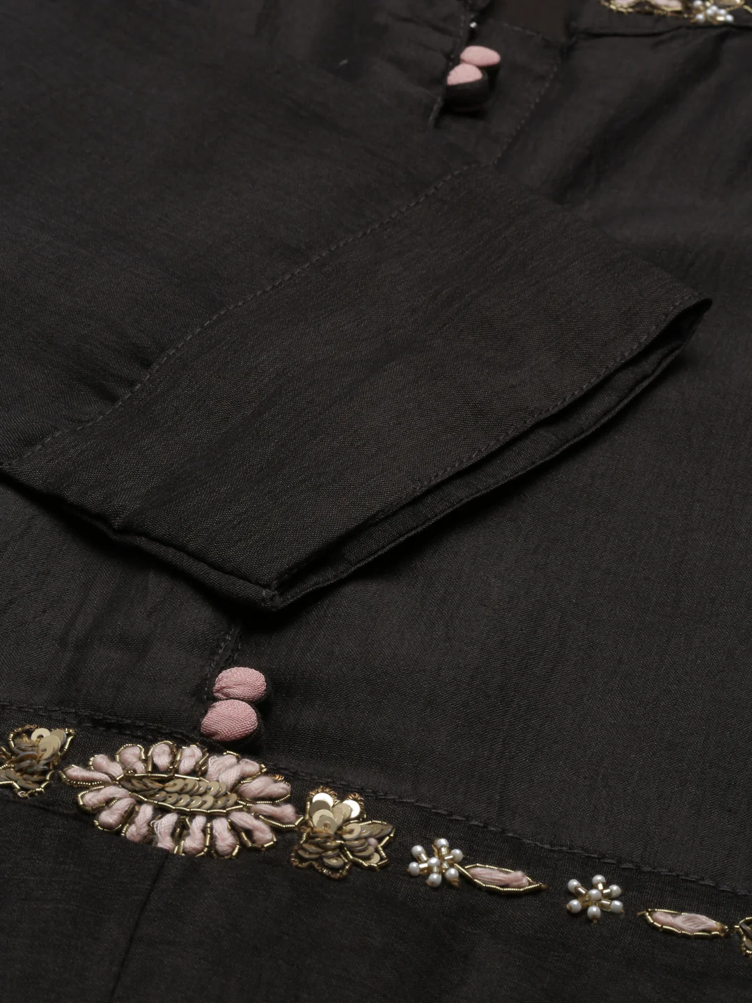 Neerus Black Color Silk Fabric Kurta - Image 7