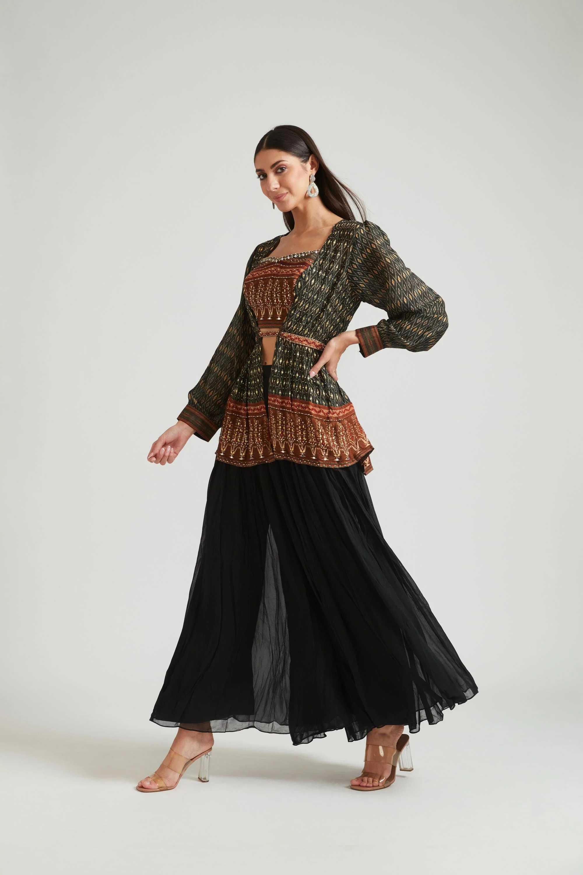 Neerus Black Color Silk Fabric Salwar Kameez - Image 2