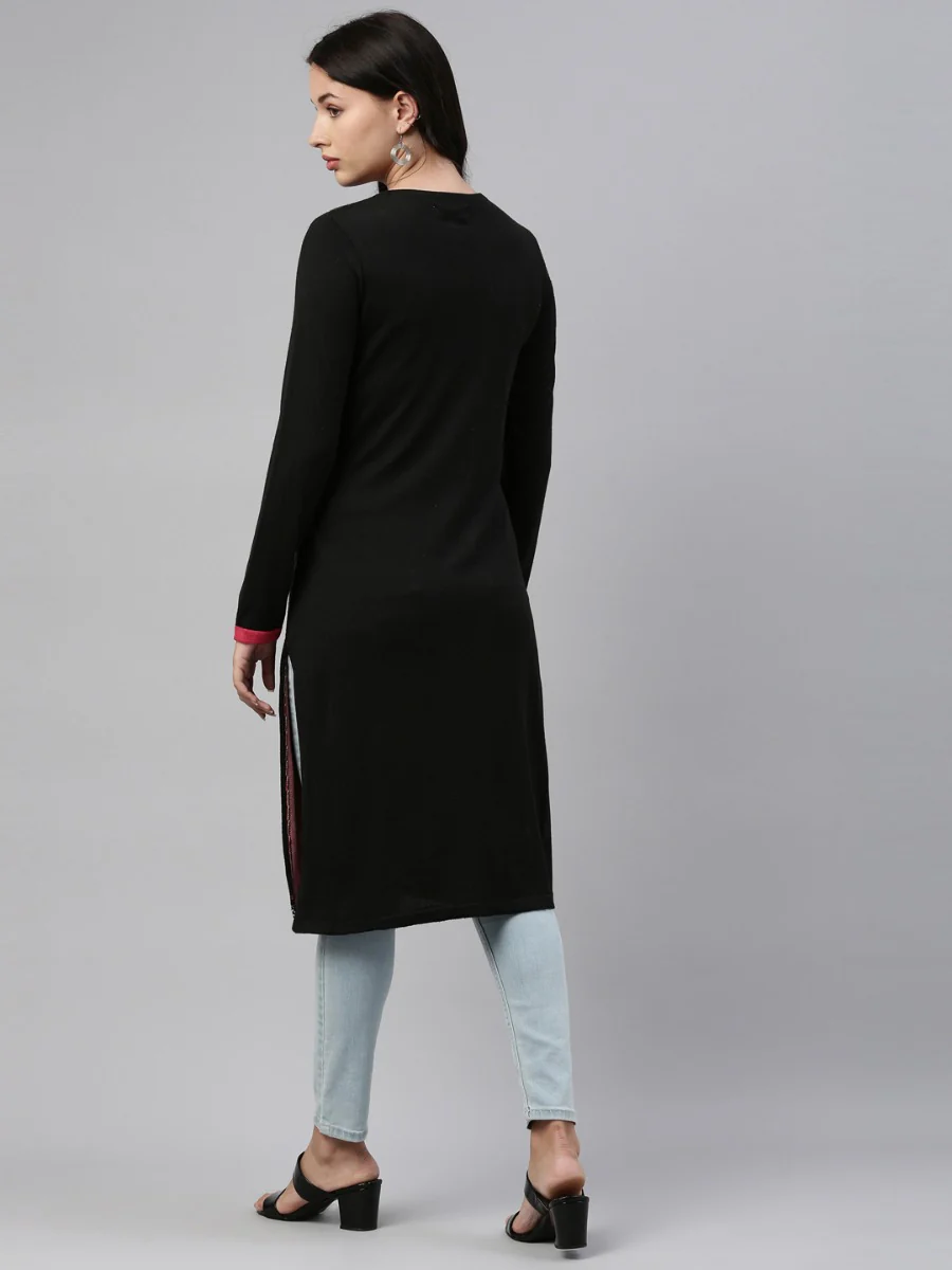 Neerus Black Color Winter Wear Kurtha - Image 6