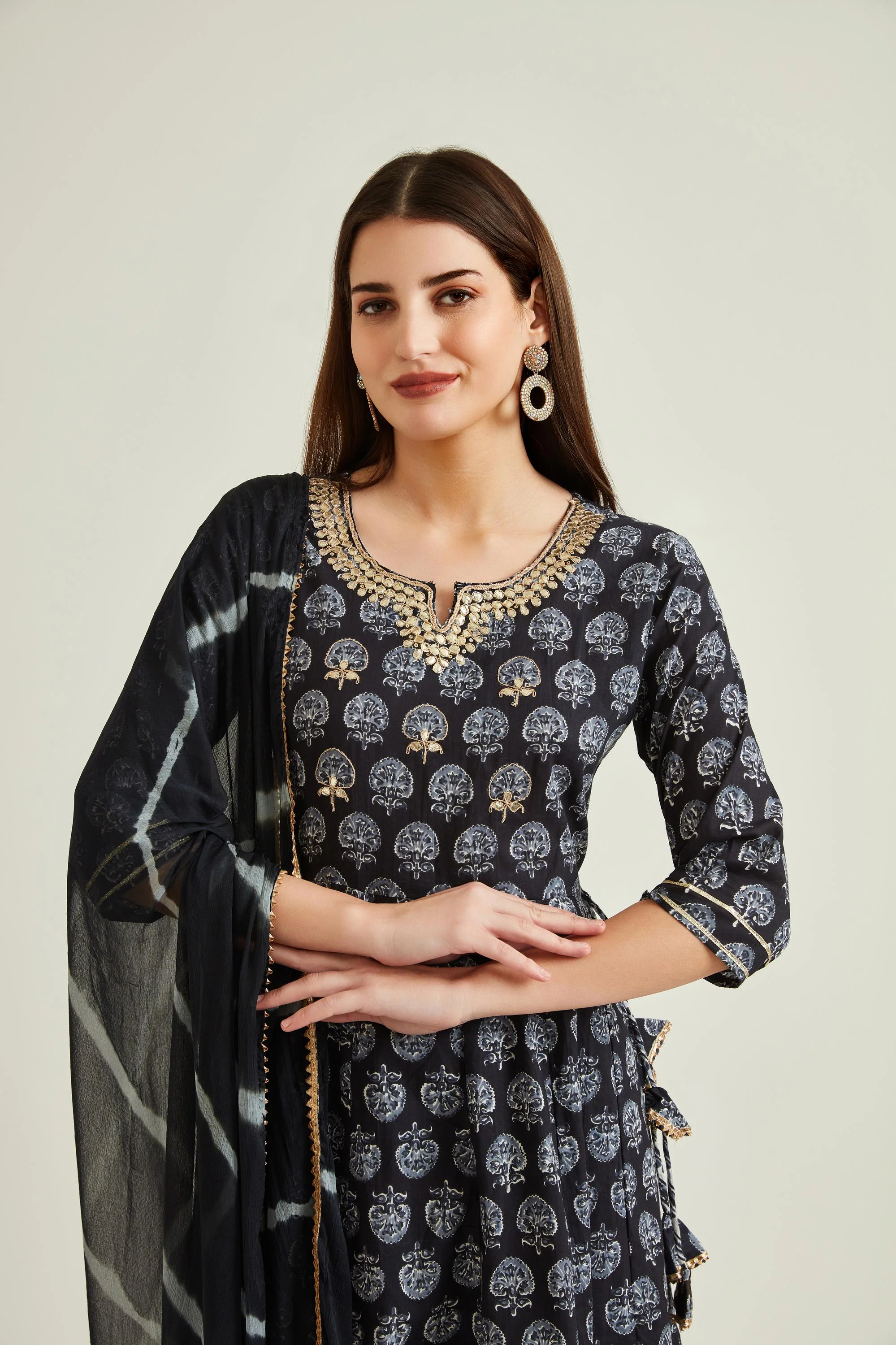 Neerus Black Colour Cotton Fabric Suit - Image 4