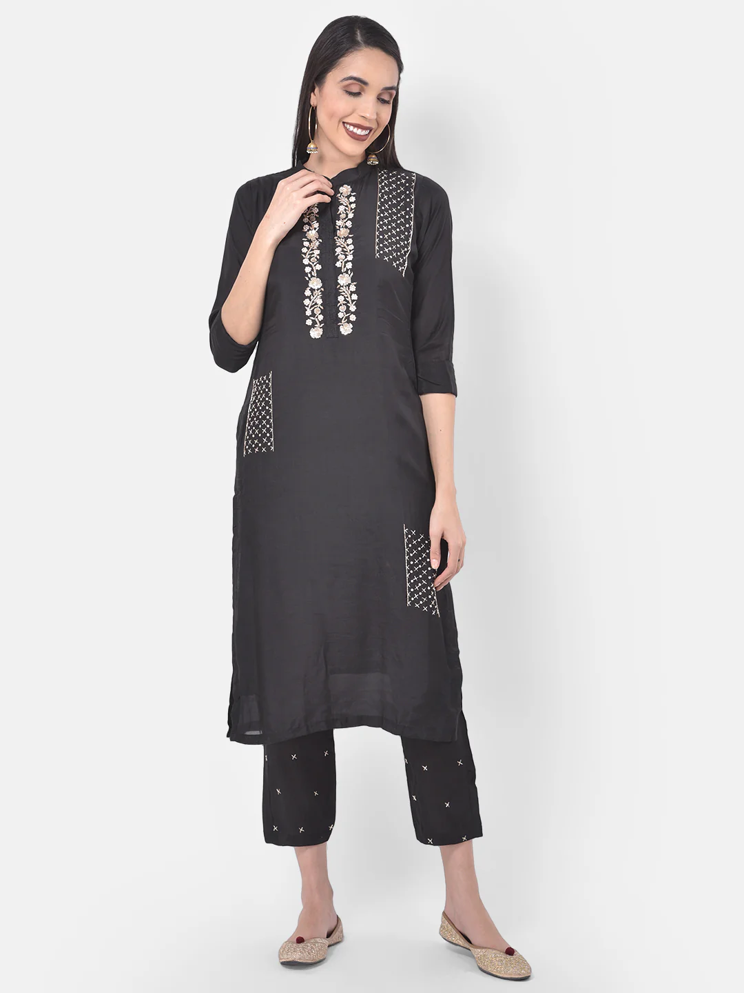 Neerus Black Embellished Readymade Suits - Image 8