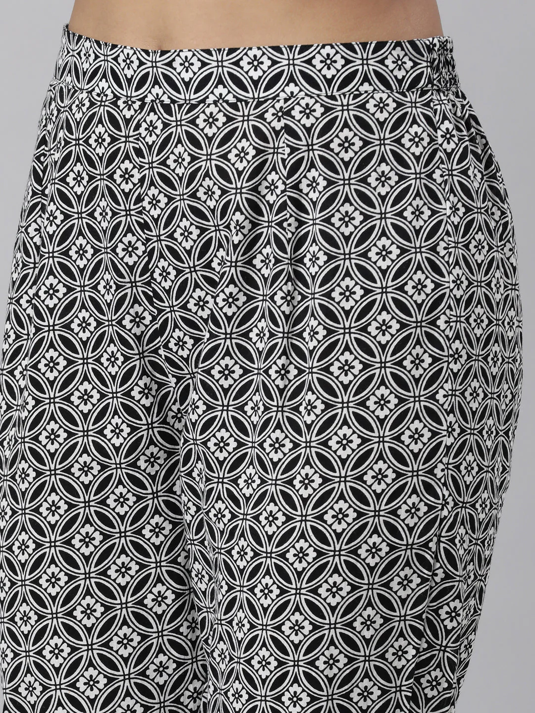 Neerus Black Panelled Straight Printed Kurta And Trousers With Dupatta - Image 7