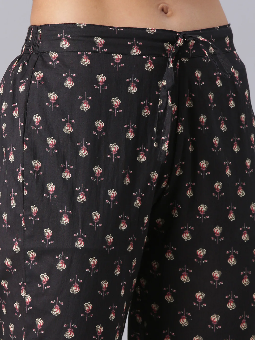 Neerus Black Printed Straight Kurta And Trousers With Dupatta - Image 6