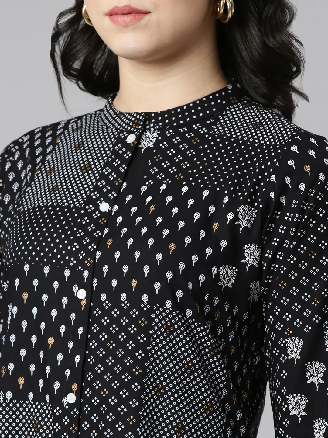 Neerus Black Regular A-Line Printed Kurta - Image 4