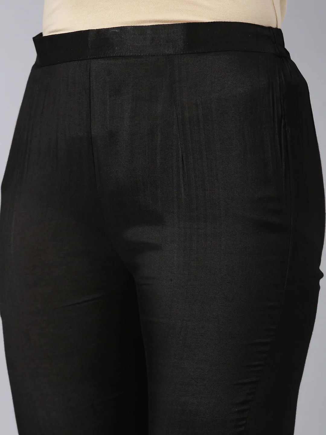 Neerus Black Regular High-Low Solid Kurta And Trousers - Image 6