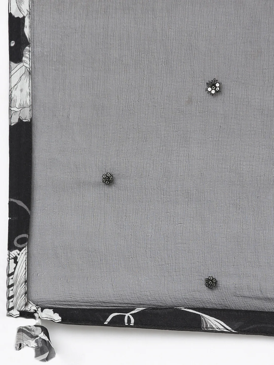 Neerus Black Regular Straight Floral Kurta And Trousers With Dupatta - Image 7