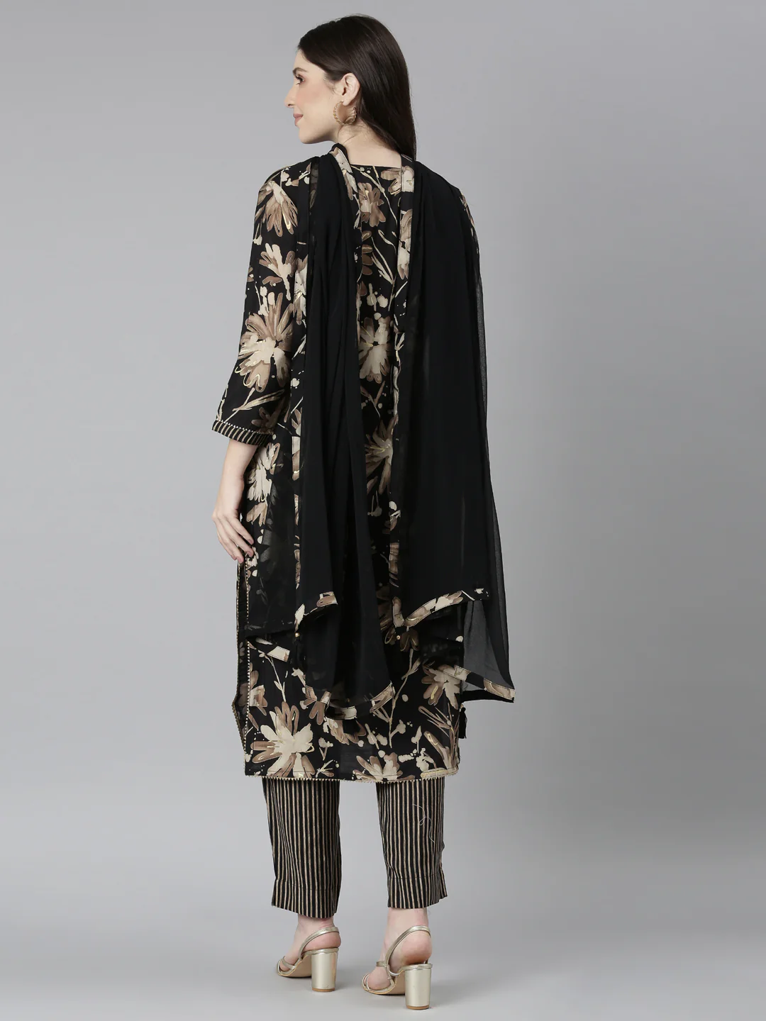 Neerus Black Regular Straight Floral Readymade Suits - Image 3