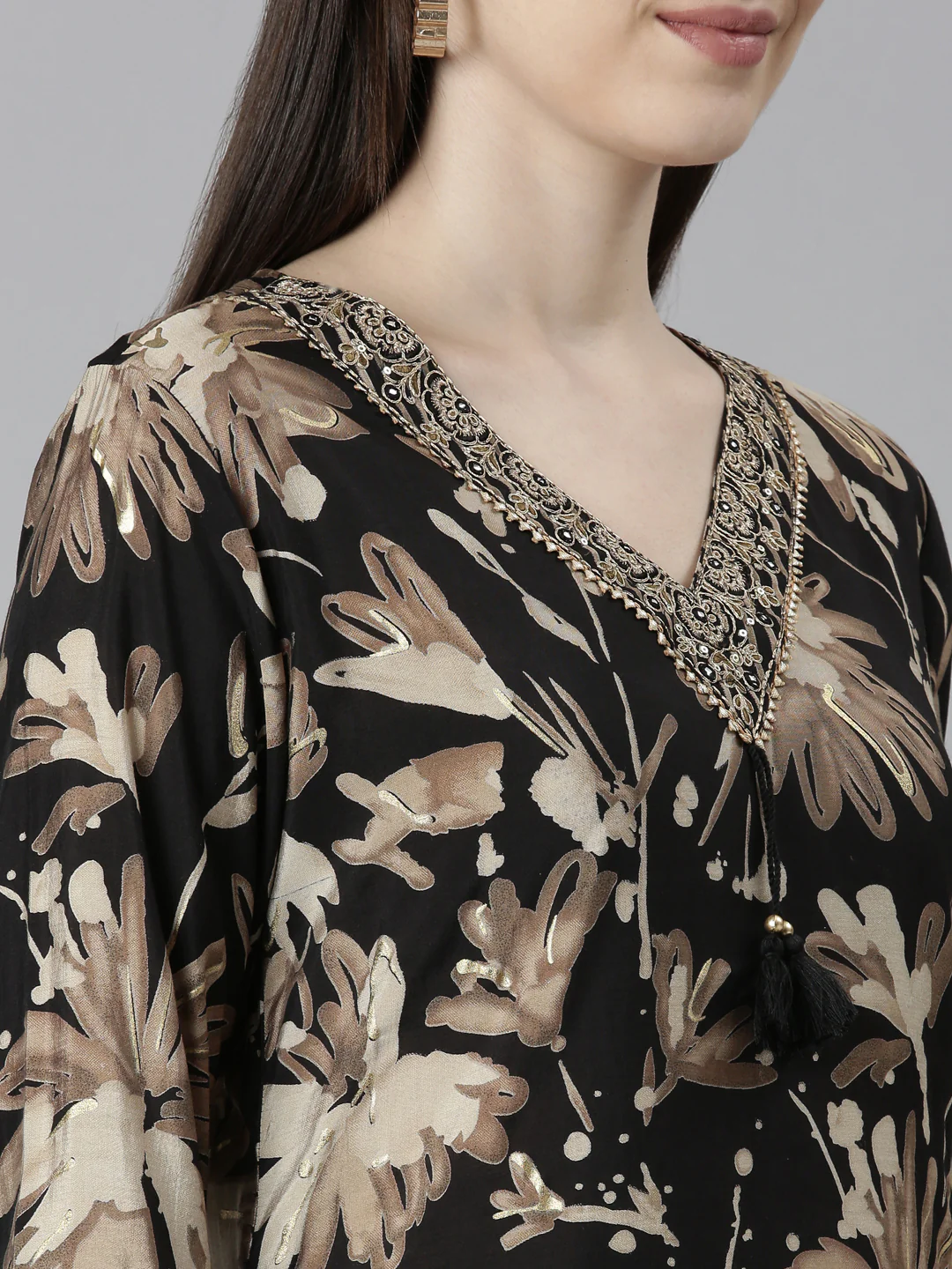 Neerus Black Regular Straight Floral Readymade Suits - Image 4