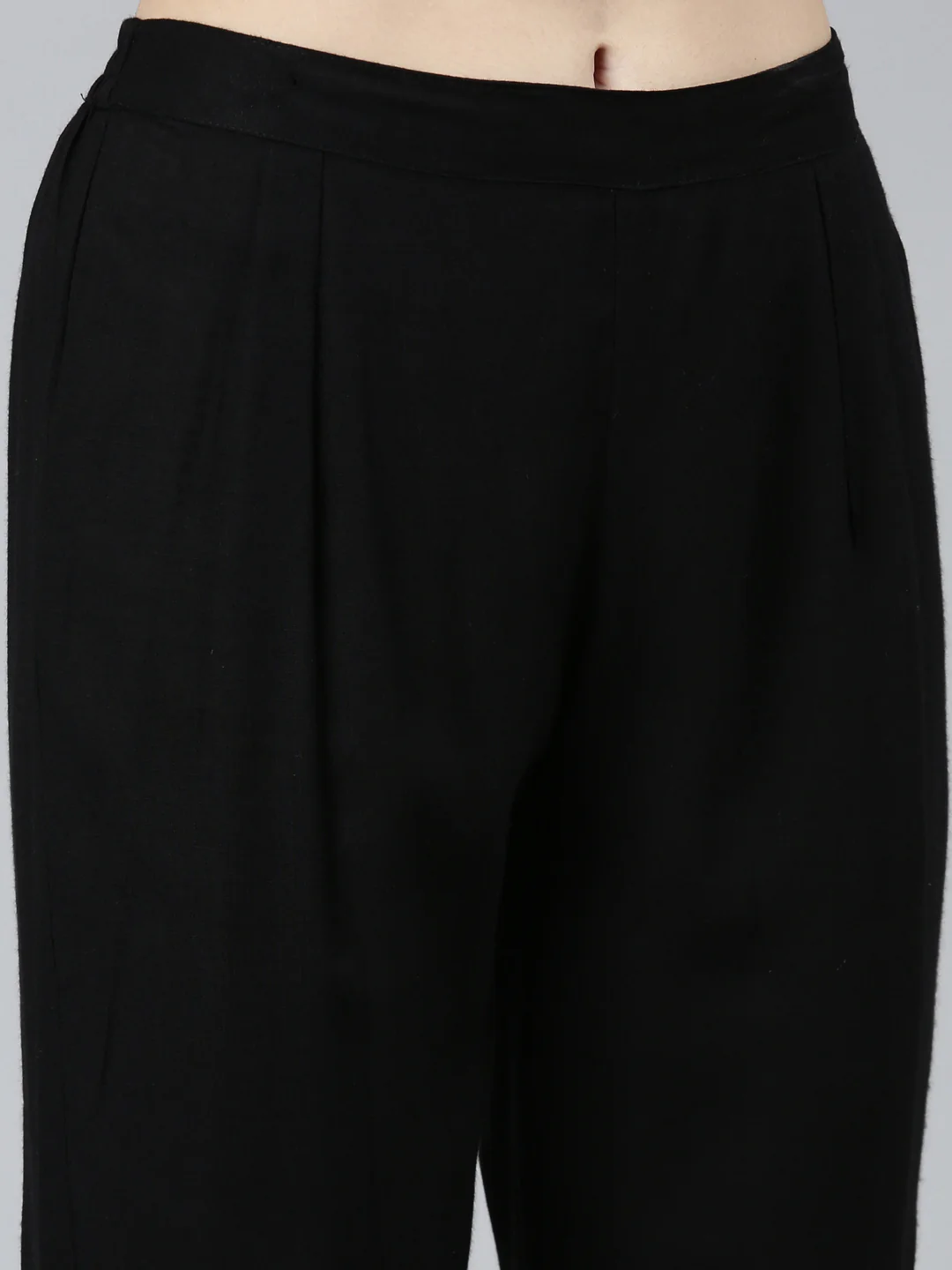 Neerus Black Regular Straight Floral Kurta Sets And Trousers - Image 6