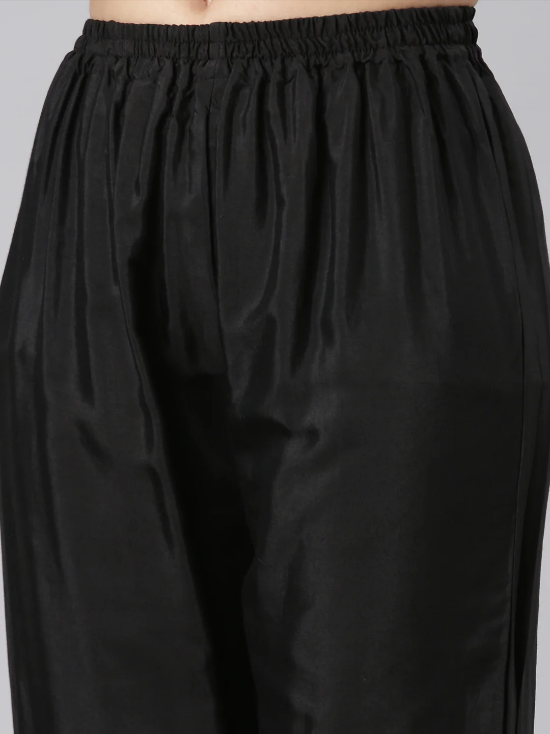 Neerus Black Straight Casual Floral Kurta and Trouser with Dupatta - Image 7