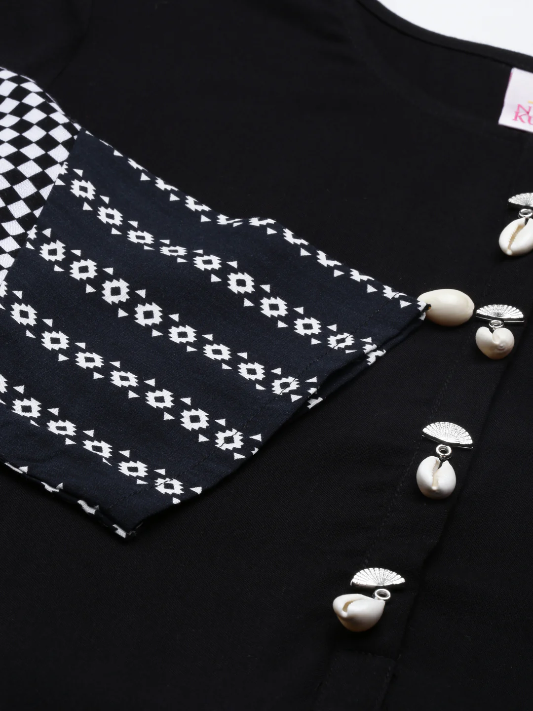 Neerus Black Straight Straight Cotton Kurta - Image 5