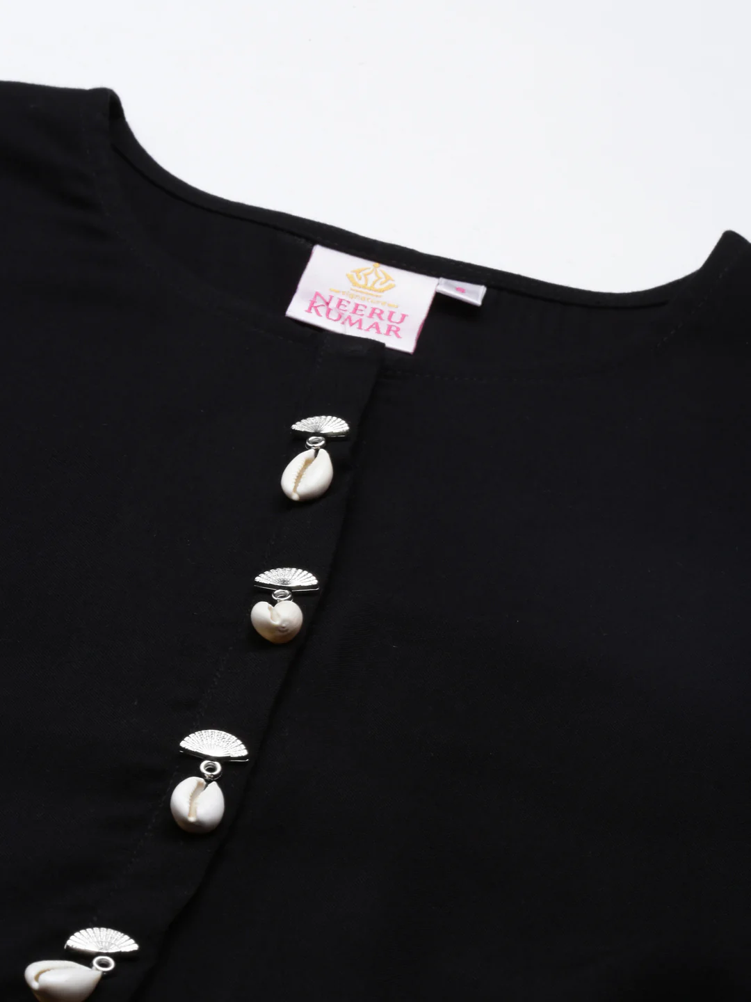 Neerus Black Straight Straight Cotton Kurta - Image 6