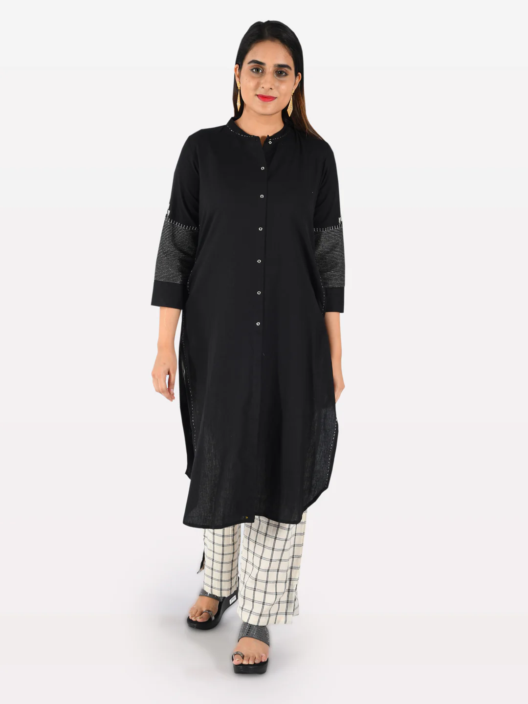 Neerus Black & White Zari Kurta & Palazzo Set - Image 8