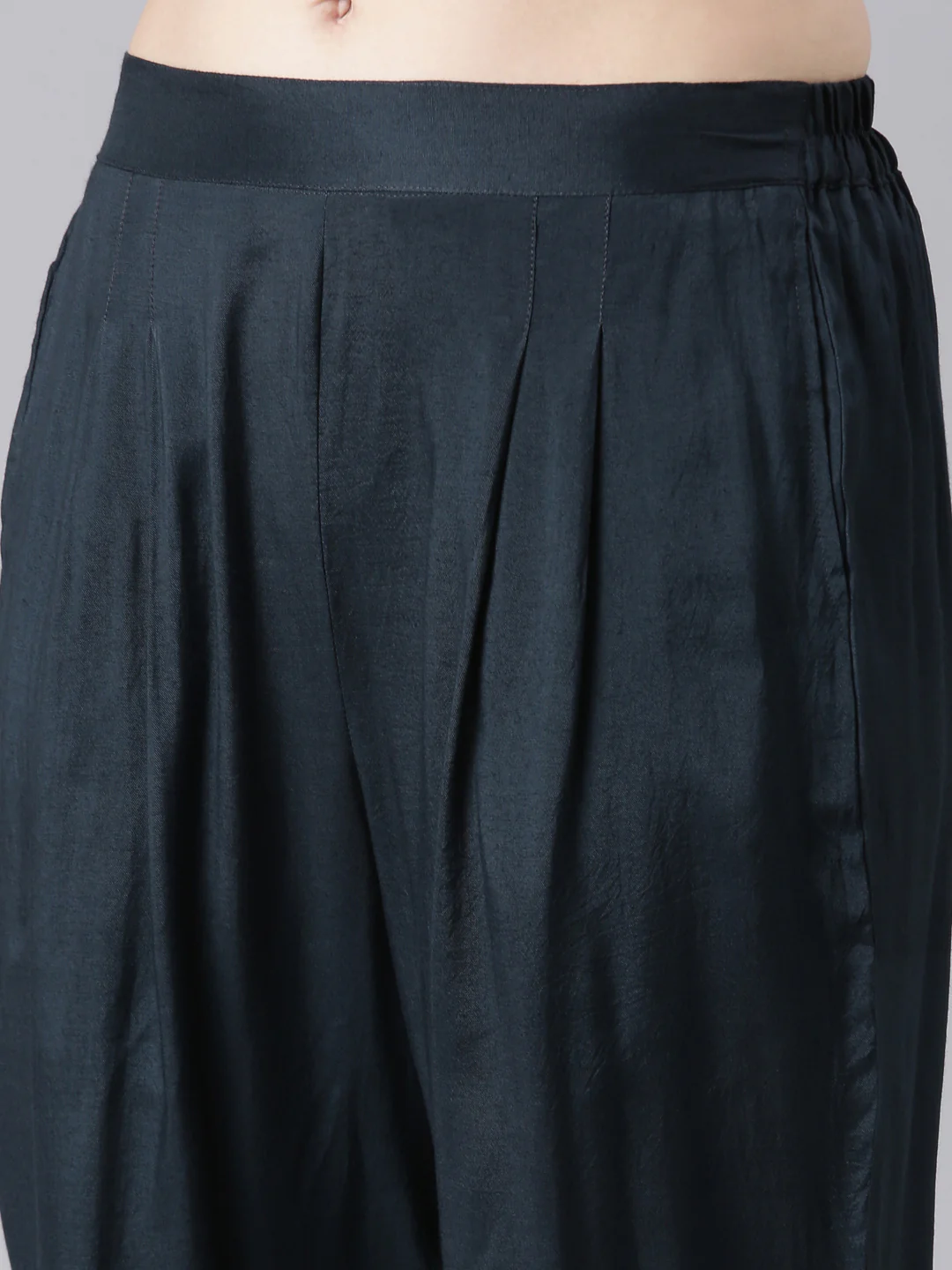 Neerus Blue Chinon Straight Casual Floral Kurta and Trouser with Dupatta - Image 7