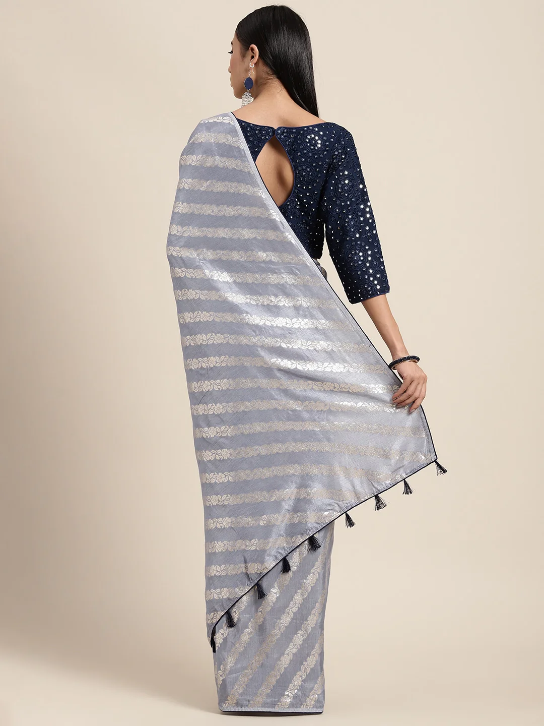 Neerus Blue Color Banaras Fabric Saree - Image 2