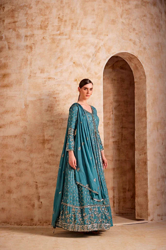 Neerus Blue Color Crepe Fabric Dresss - Image 4