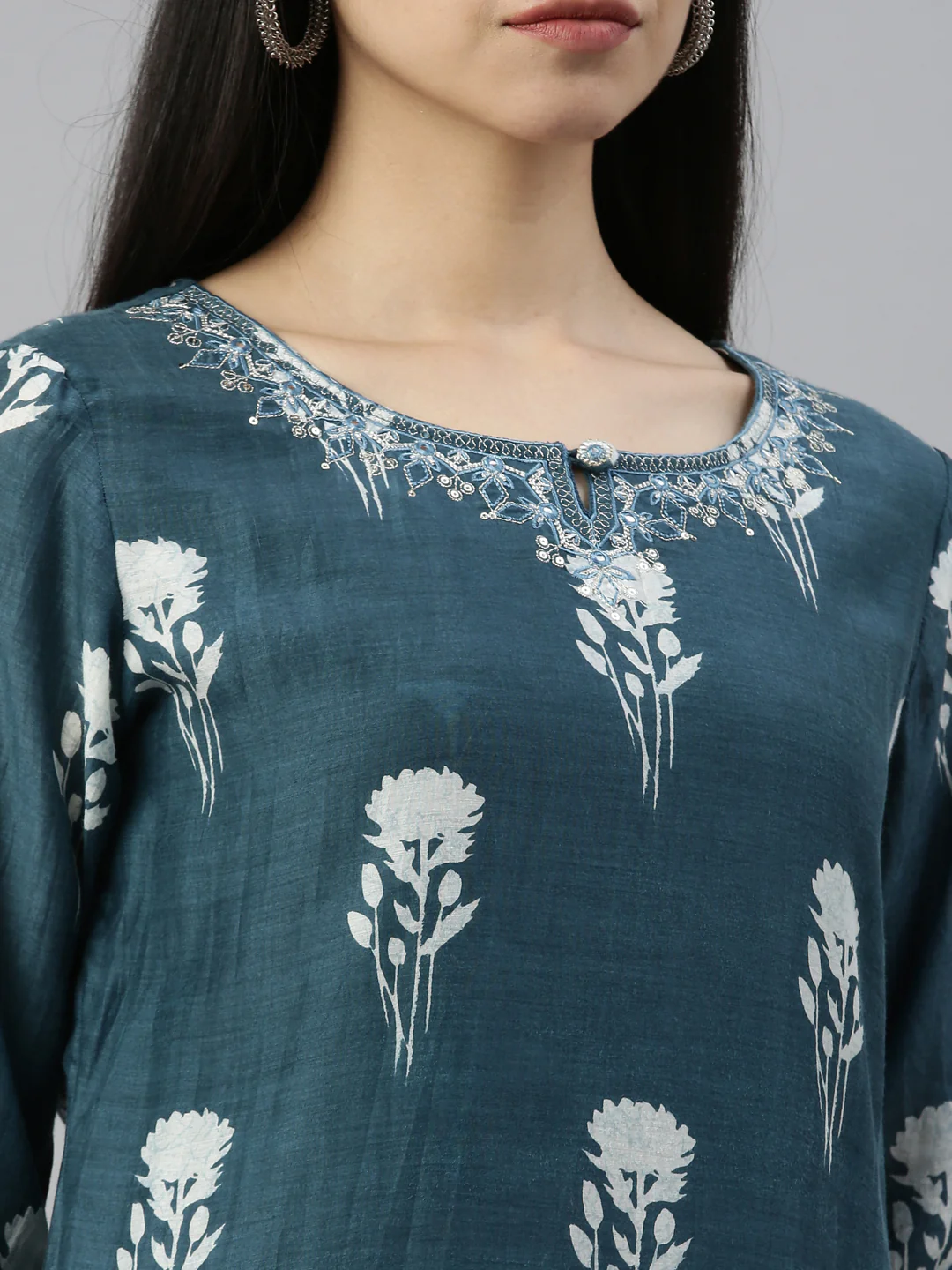 Neerus Blue Color Muslin Fabric Suit Set - Image 8
