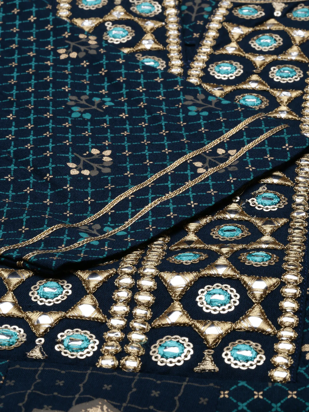 Neerus Blue Color Slub Riyon Fabric Tunic - Image 3