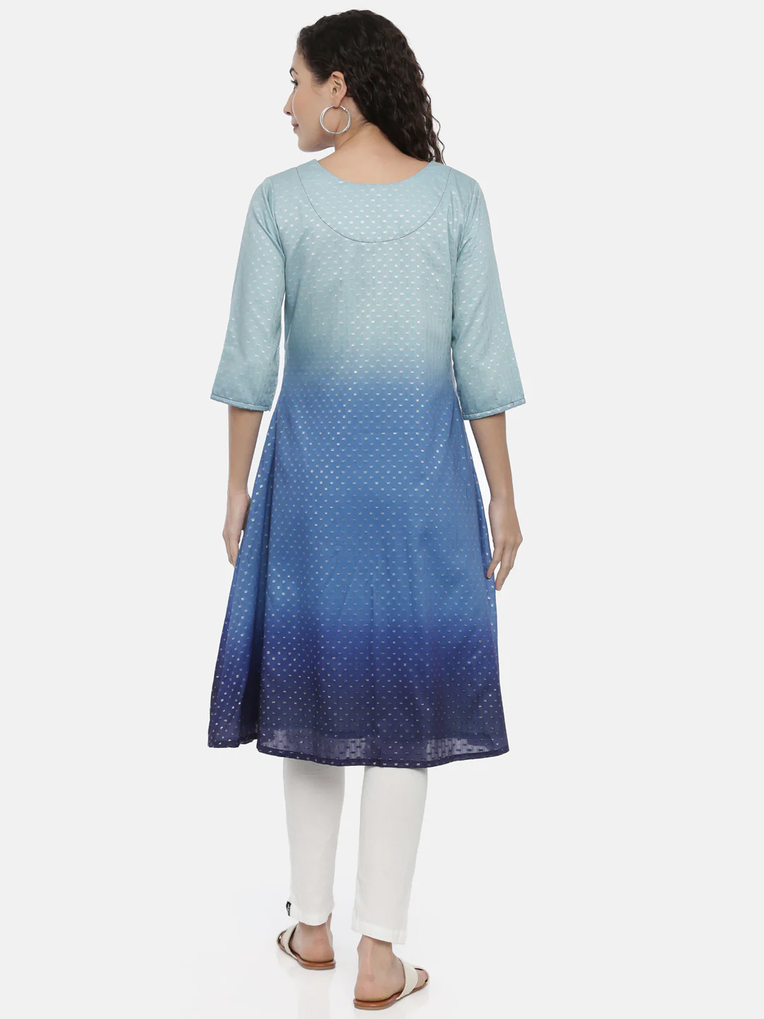 Neerus Blue Colourblocked Anarkali Kurta - Image 3