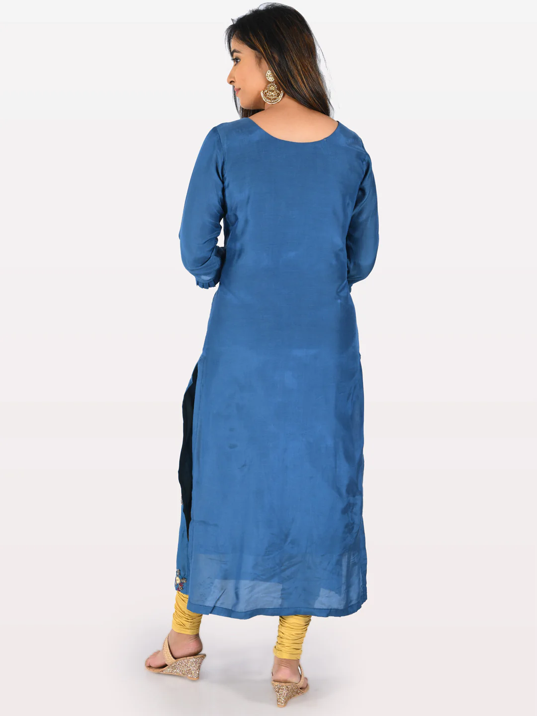 Neerus Blue Embellished Straight Kurta - Image 4